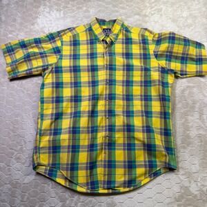 VTG 90s Gap Madras Shirt Men's XL Plaid Short Sleeve Button Up Good Shape
